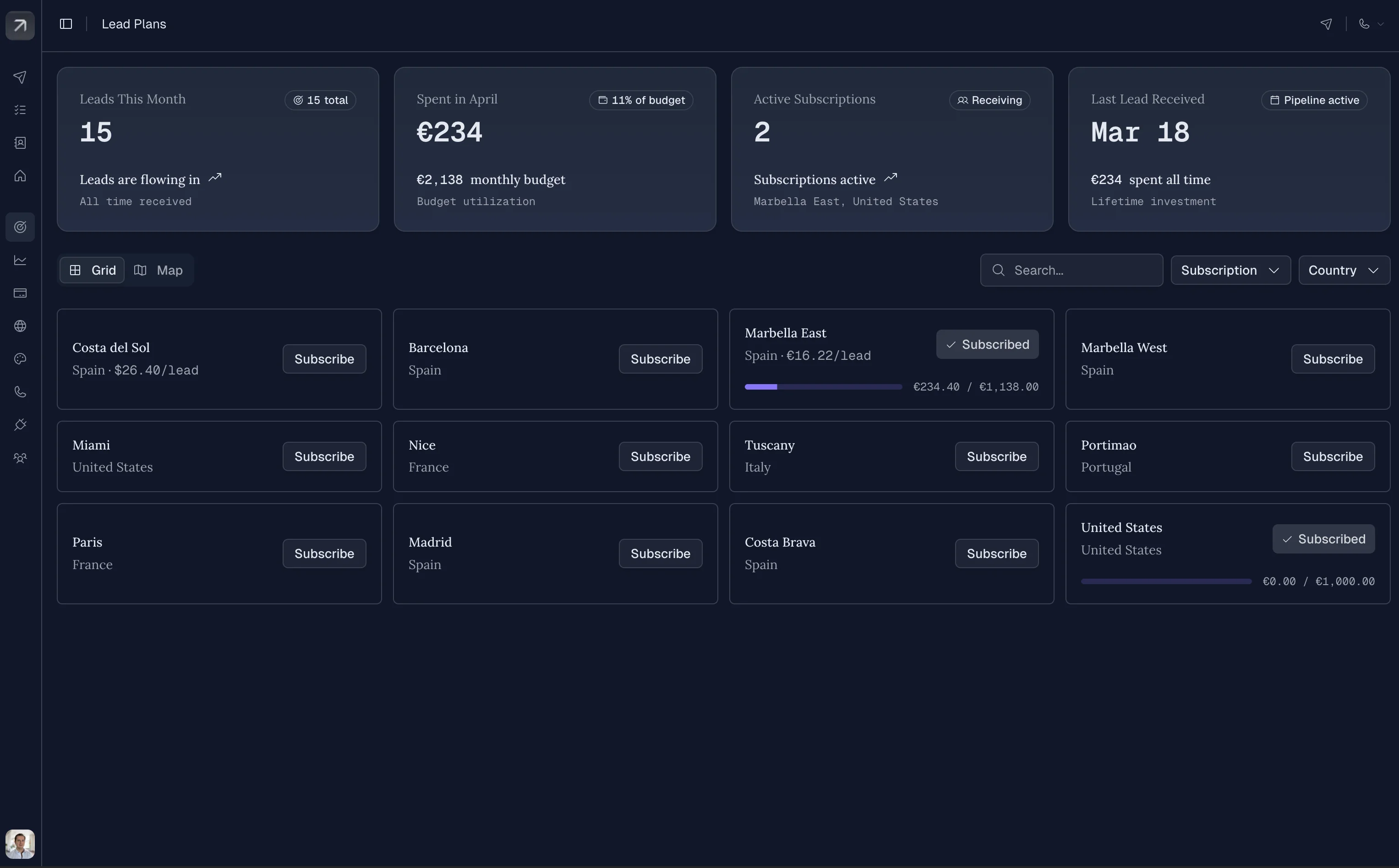 Lead Plans Dashboard