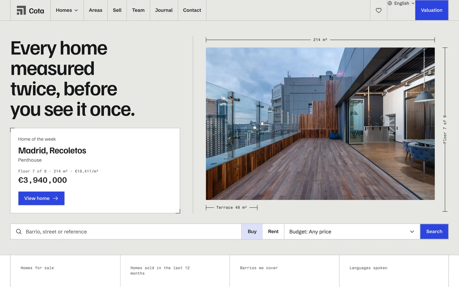 City home page with a penthouse in the skyline