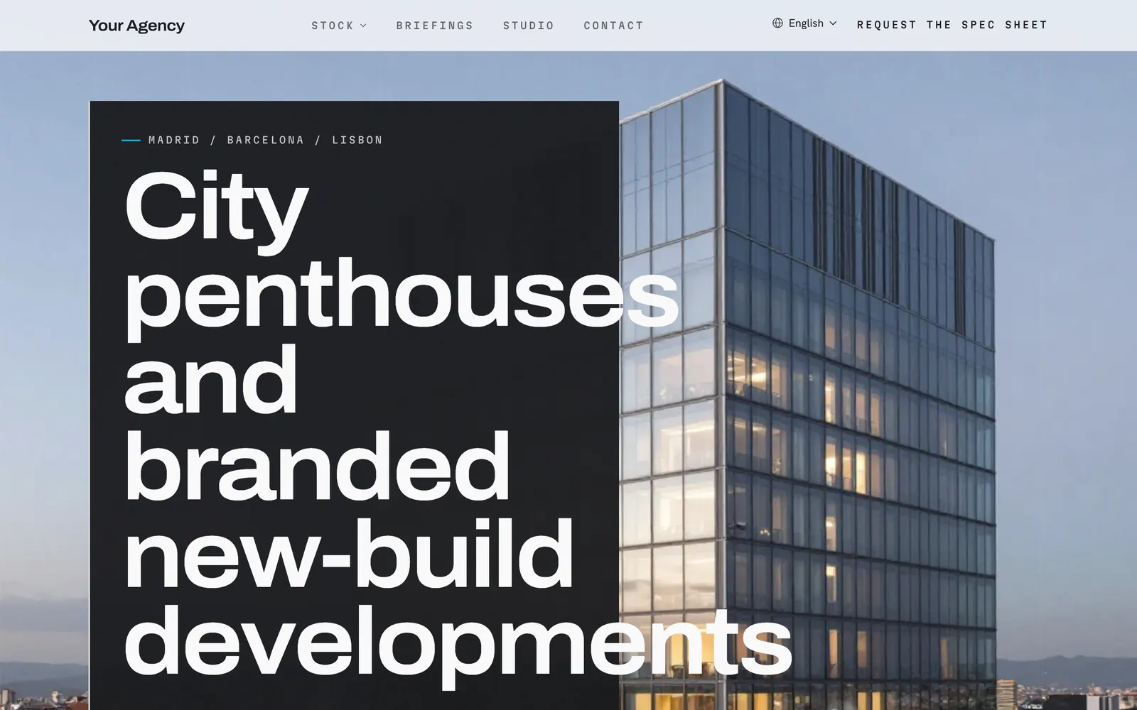 Metropolitan home page with a city penthouse on a structural grid